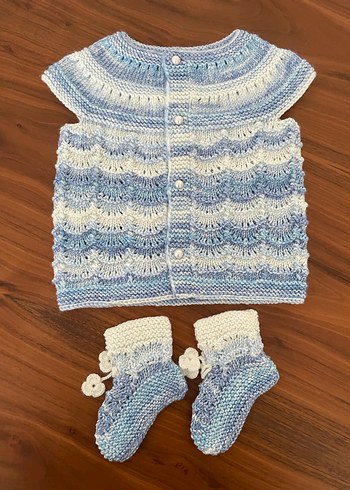 Mavi Örgü  Bebek Takımı - Görsel 2