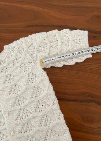 Beyaz Vintage Kız Örgü Hırka - Görsel 4