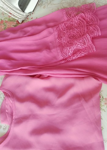 Pembe yuvarlak Yaka Dökümlü - Görsel 3