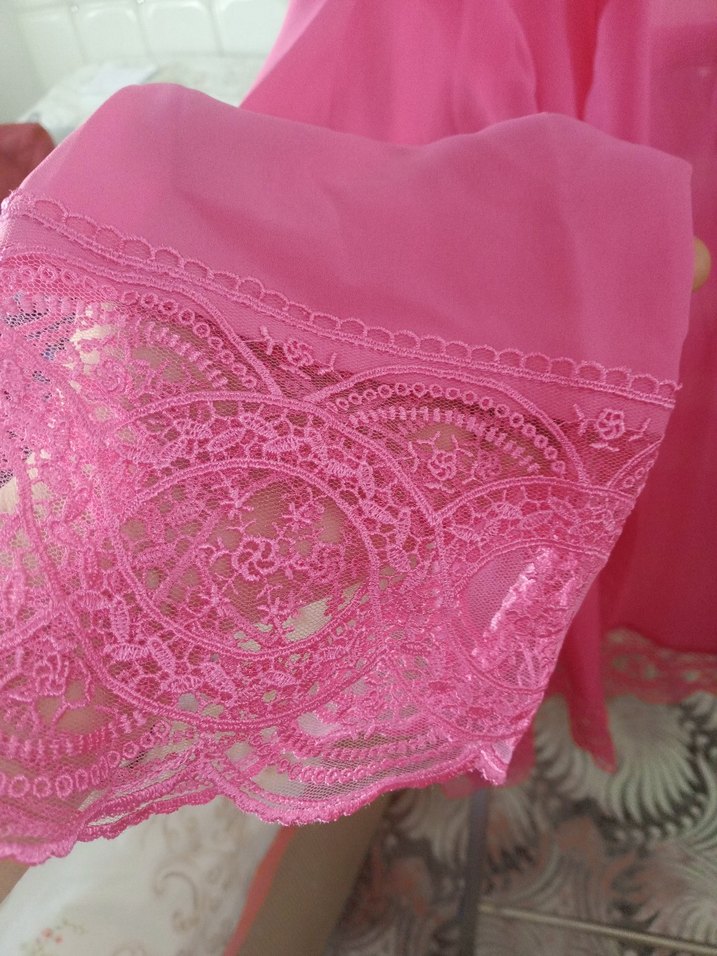 Pembe yuvarlak Yaka Dökümlü - Görsel 2