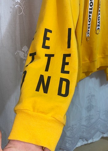 Diğer Sarı Kapüşonlu Bel Detaylı Sweatshirt