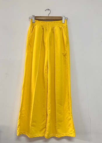 Sarı Kadın Pilili Rahat Kesim Pantolon - Görsel 2