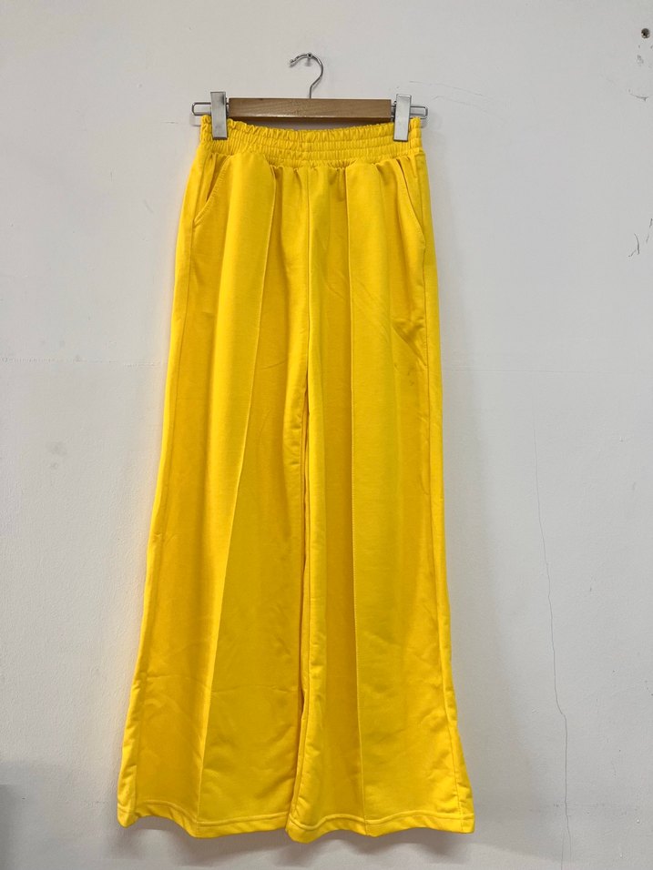 Sarı Kadın Pilili Rahat Kesim Pantolon - Görsel 2