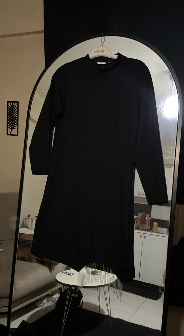 Siyah Uzun Kollu Midi Triko Elbise - Görsel 2