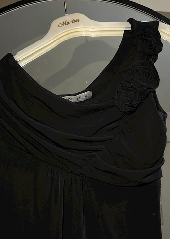 Siyah Drapeli tek omuz Elbise - Görsel 3