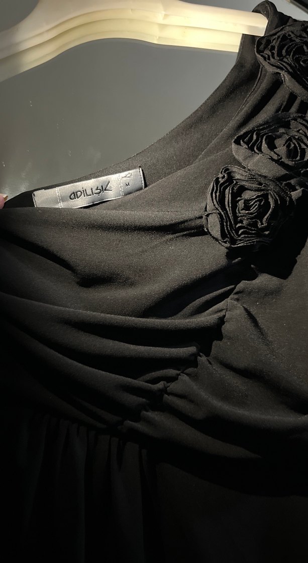 Siyah Drapeli tek omuz Elbise - Görsel 4