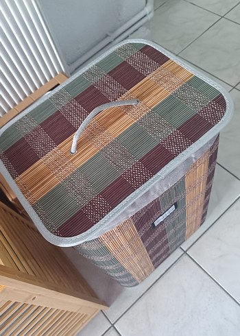 Ikea Kare Desenli Çok Renkli Hasır Sepet