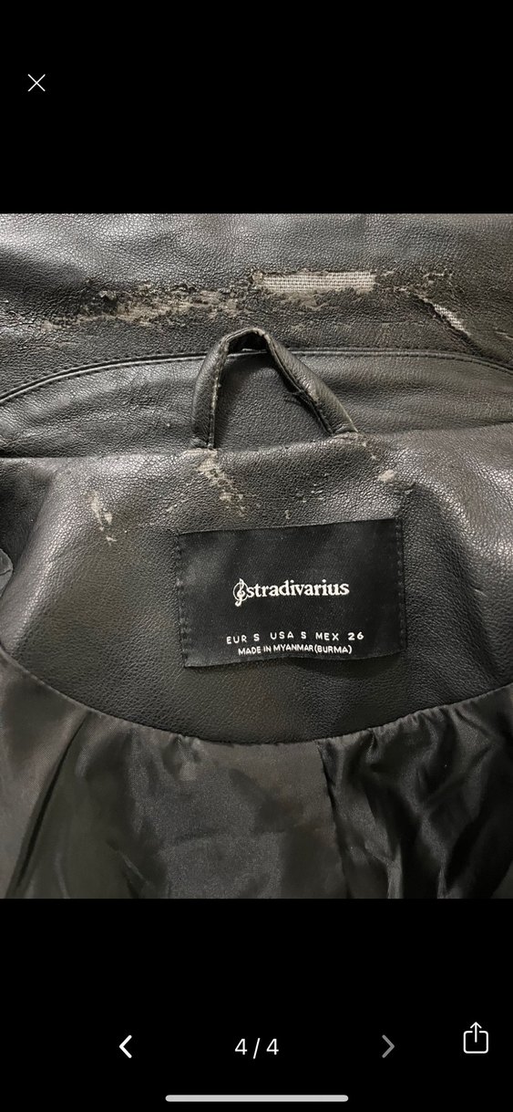 Siyah Deri Biker Ceket, Kemerli, Salaş Kesim - Görsel 4