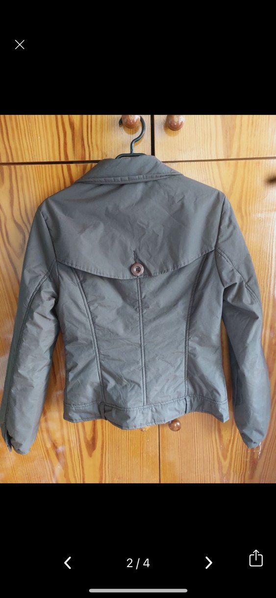 Düğmeli Gri Keten Kadın Ceket - Görsel 2