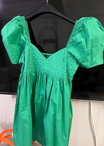 Zincir Detaylı Yeşil Mini Bohem Elbise - Görsel 3