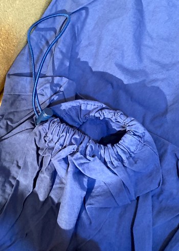 Mavi Düğmeli Keten kargo Pantolon - Görsel 2