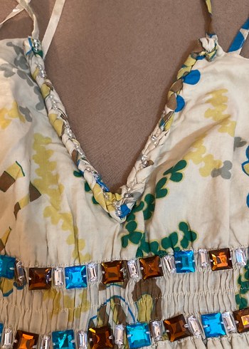 Çok Renkli Bohem  Elbise vintage - Görsel 2