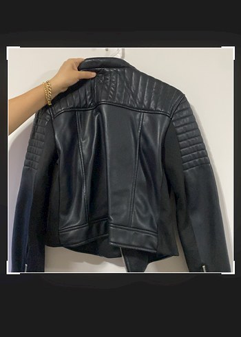 Zara Siyah Deri Biker Ceket Kadın