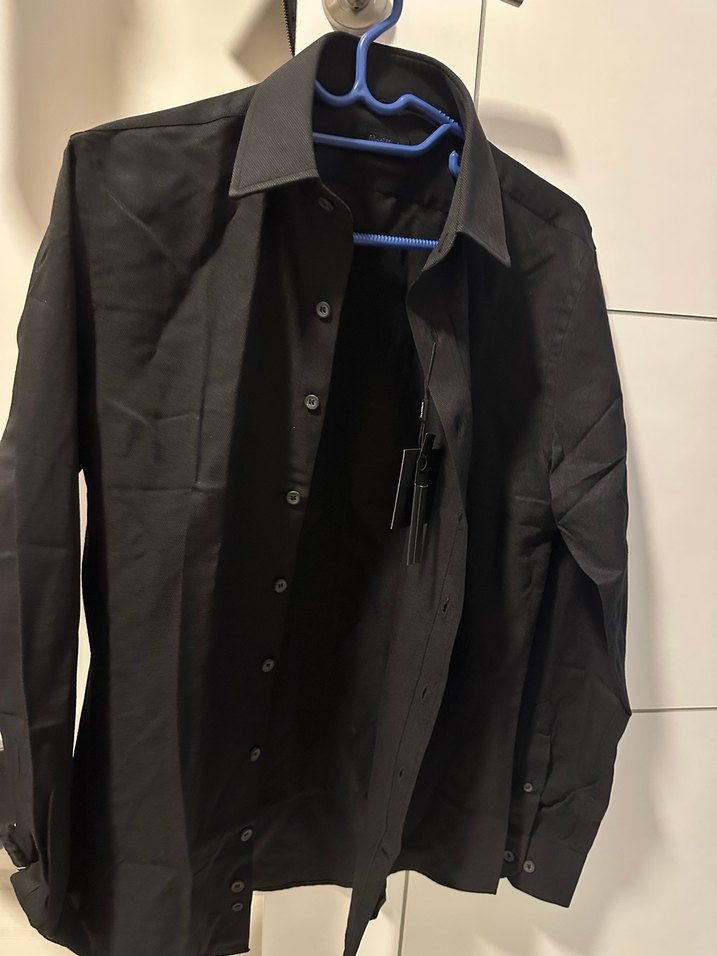 Siyah Erkek Düğmeli Uzun Kollu Gömlek - Görsel 3