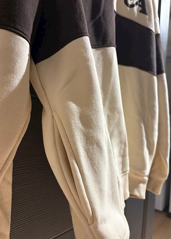 Bej Siyah Fermuarlı Kadın Sweatshirt - Görsel 4