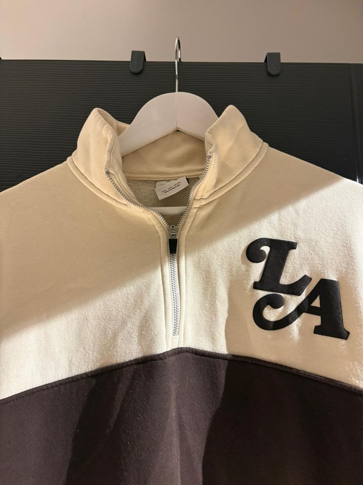 Bej Siyah Fermuarlı Kadın Sweatshirt - Görsel 2