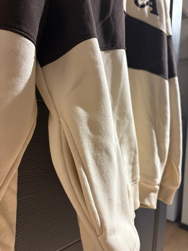 Bej Siyah Fermuarlı Kadın Sweatshirt - Görsel 4