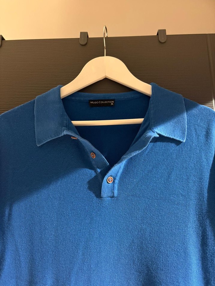 Erkek Mavi Denim Polo Tişört - Görsel 2