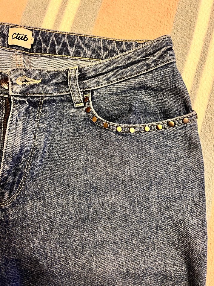 Beymen Club Koyu Mavi Düğmeli Rahat Kesim Kadın Kot Pantolon - Görsel 3