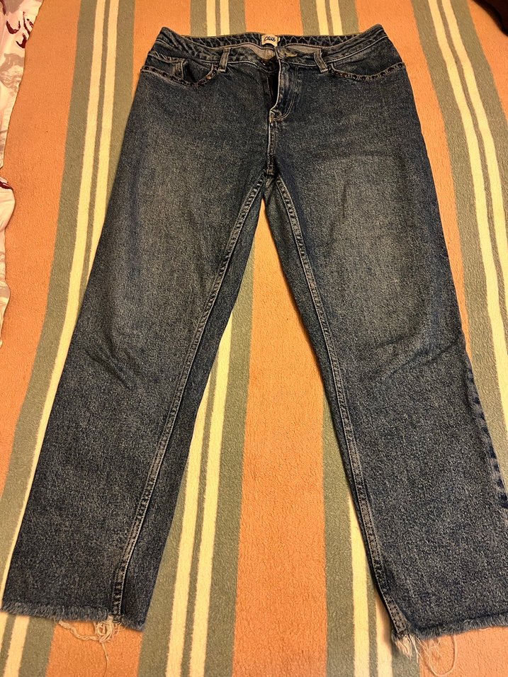 Beymen Club Koyu Mavi Düğmeli Rahat Kesim Kadın Kot Pantolon - Görsel 2