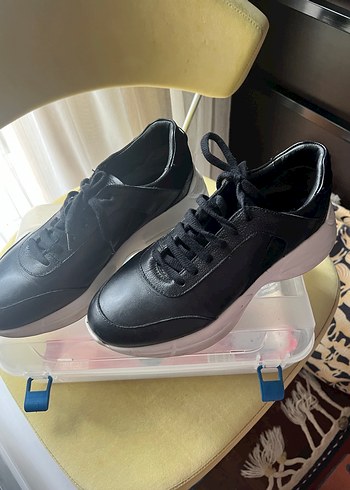 Siyah Platform Topuklu Bağcıklı Kadın Spor Ayakkabı - Görsel 7