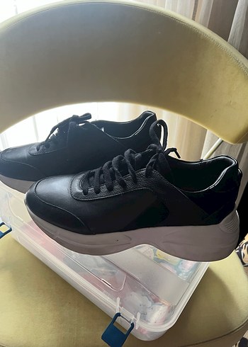 Siyah Platform Topuklu Bağcıklı Kadın Spor Ayakkabı - Görsel 6