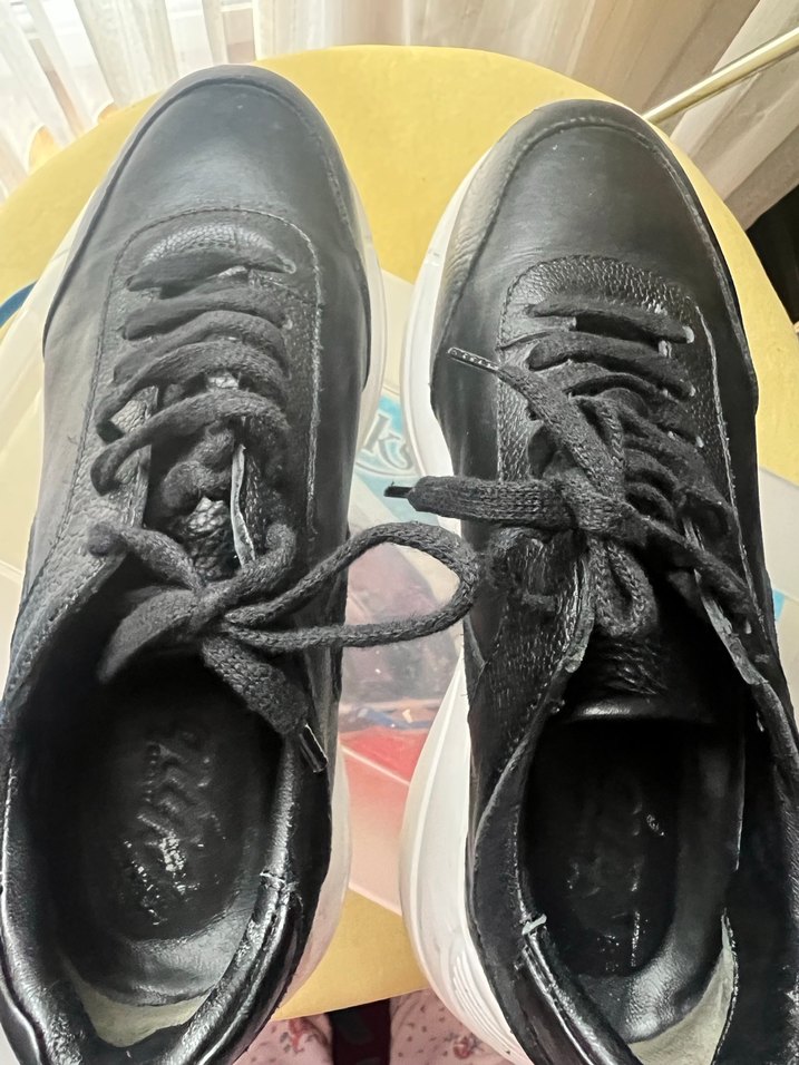 Siyah Platform Topuklu Bağcıklı Kadın Spor Ayakkabı - Görsel 4