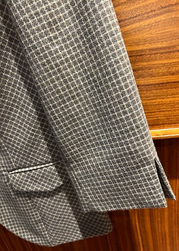 Kadın gri kaşe tek düğmeli  Blazer Ceket - Görsel 4