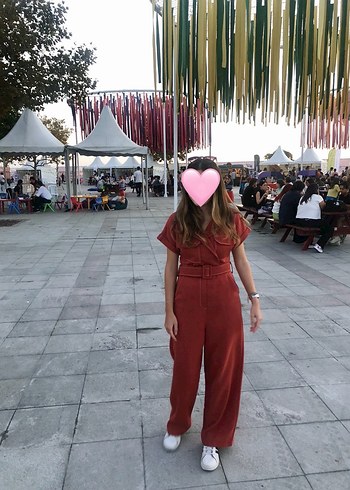Trendyol & Milla Kemerli Kısa Kollu Kadın Turuncu Tulum