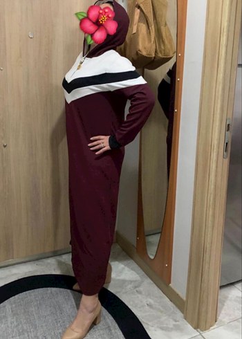 Bordo V Yaka Uzun Kollu Spor Elbise