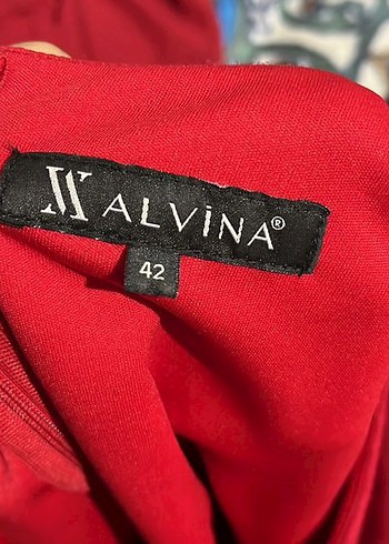 Alvina Kırmızı Uzun Kollu Simli Abiye Elbise