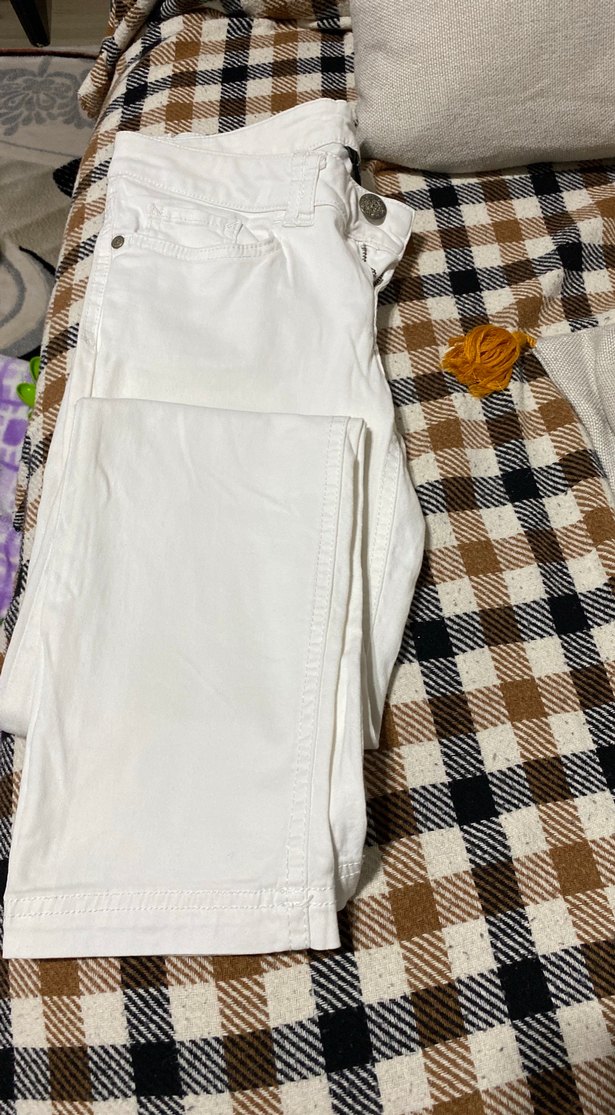 Beyaz kot Kadın Pantolon - Görsel 2