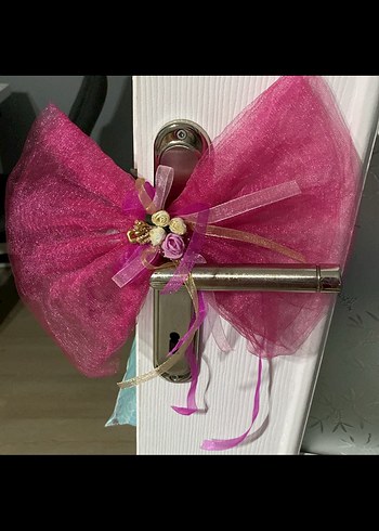 Pembe Çiçekli Fiyonklu düğün konvoy süs Aksesuarı bohça 10 tane - Görsel 2