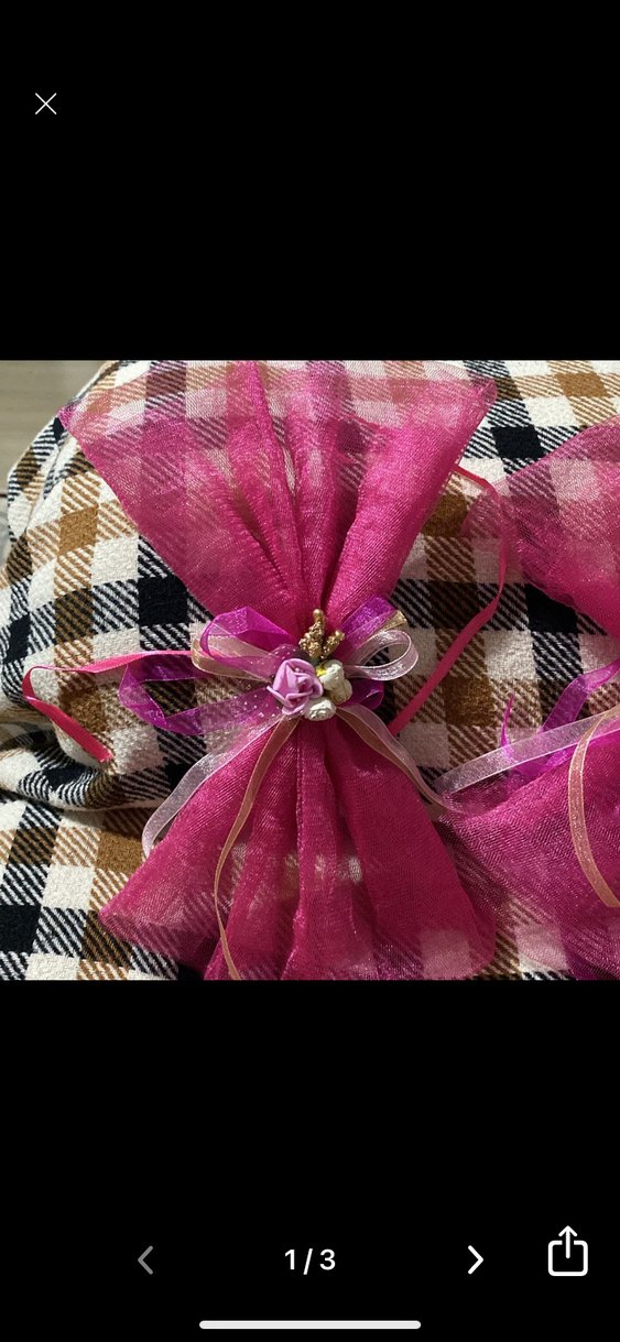 Pembe Çiçekli Fiyonklu düğün konvoy süs Aksesuarı bohça 10 tane - Görsel 3