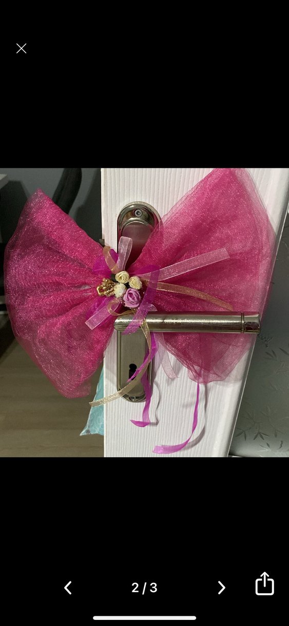 Pembe Çiçekli Fiyonklu düğün konvoy süs Aksesuarı bohça 10 tane - Görsel 2