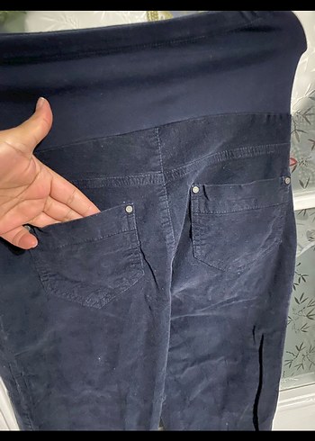 Kemer Detaylı Siyah Hamile Kadife Pantolon - Görsel 3