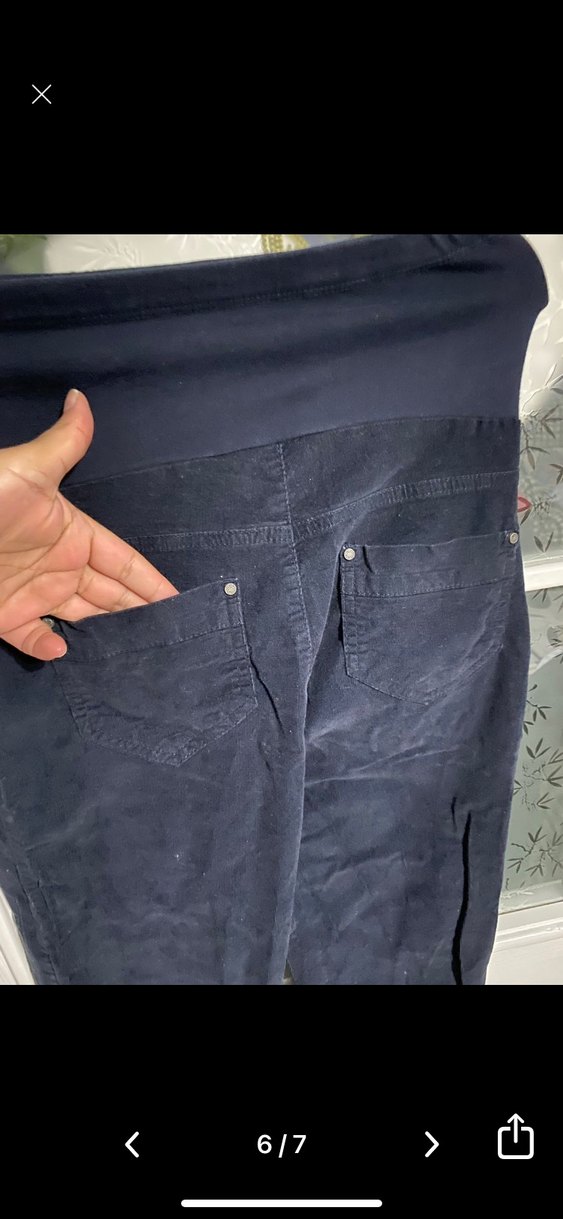 Kemer Detaylı Siyah Hamile Kadife Pantolon - Görsel 3