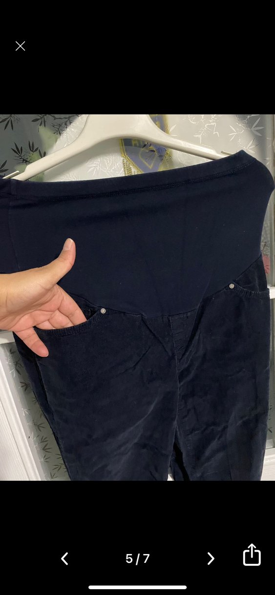 Kemer Detaylı Siyah Hamile Kadife Pantolon - Görsel 2