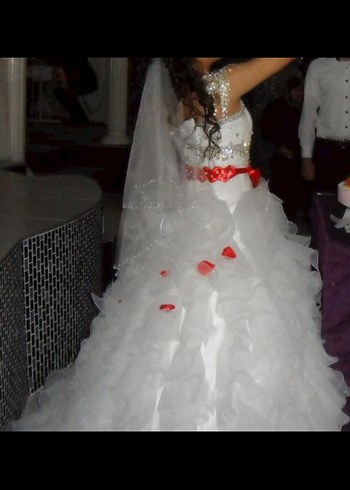 Straplez Beyaz Prenses Gelinlik - Görsel 3