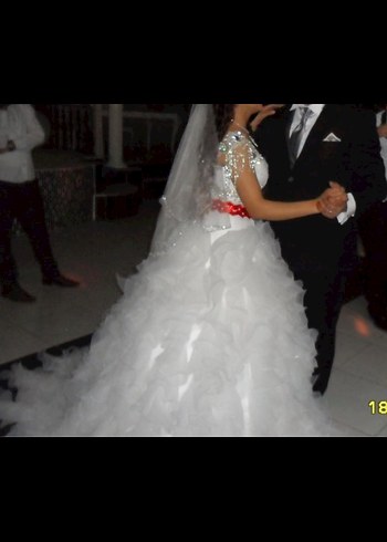 Straplez Beyaz Prenses Gelinlik - Görsel 4