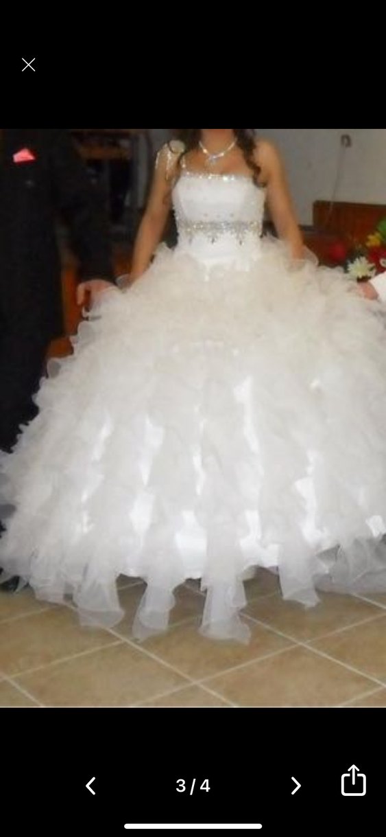 Straplez Beyaz Prenses Gelinlik - Görsel 2