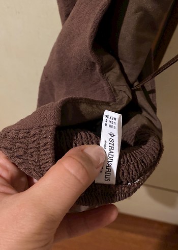 s Beden kahverengi Renk Düğmeli Kahverengi Keten Straplez Kadın Yelek