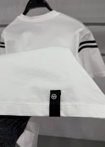 Gri Çizgili Beyaz Erkek Tişört - Görsel 4