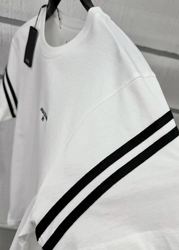 Gri Çizgili Beyaz Erkek Tişört - Görsel 5