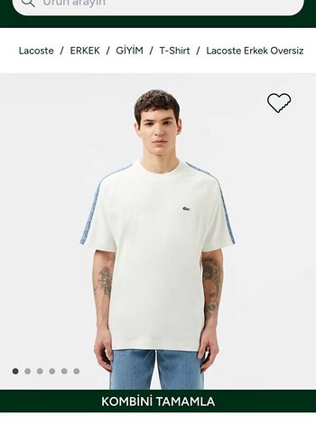 Lacoste Beyaz Erkek Tişört Gri Detaylı - Görsel 2