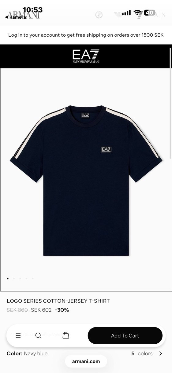 EA7 Siyah Erkek Kısa Kollu Tişört - Görsel 2