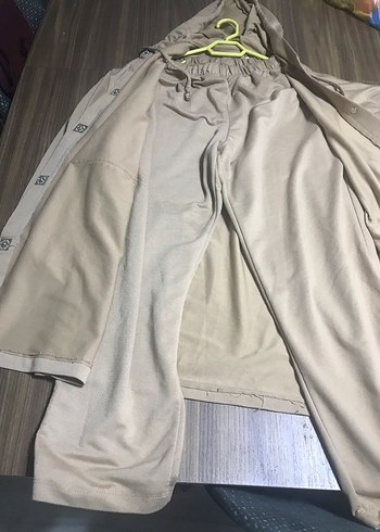 Bej Kapüşonlu Uzun Kadın Tunik takımı - Görsel 2