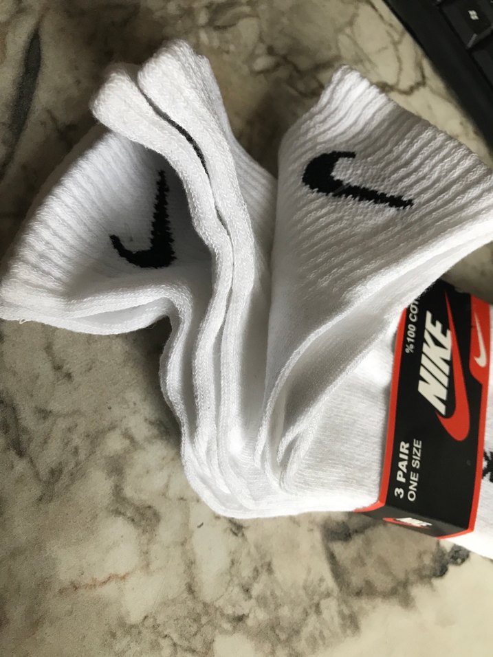Nike Erkek Beyaz Baskılı Midi Çorap 3'lü - Görsel 2