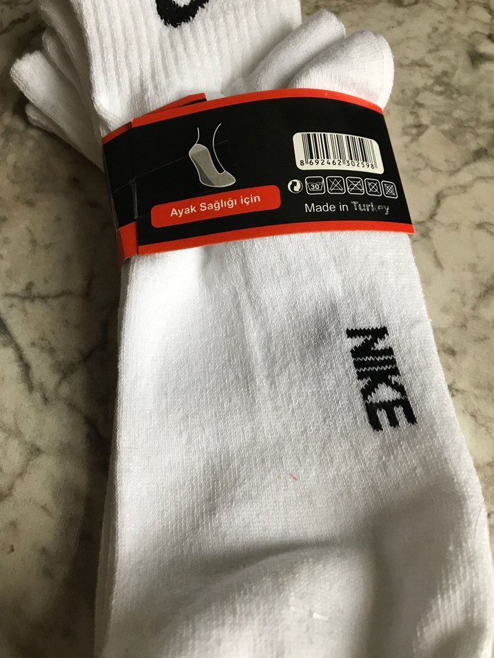 Nike Erkek Beyaz Baskılı Midi Çorap 3'lü - Görsel 3