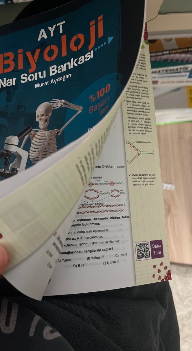 AYT Biyoloji Soru Bankası kafa dengi - Görsel 2